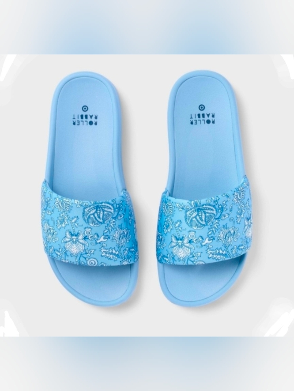 Roller Rabbit Blue Floral Slide Sandals